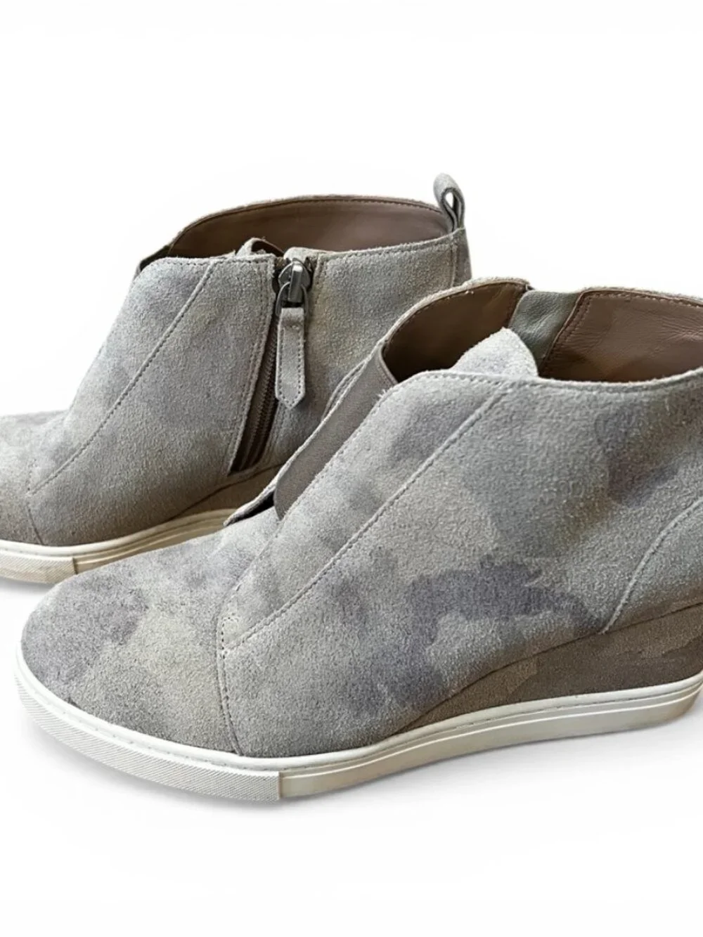 Linea Paolo Women's Sz 7.5 Camo Suede Wedge Sneaker Booties Alt Edgy Streetwear - Picture 3 of 11